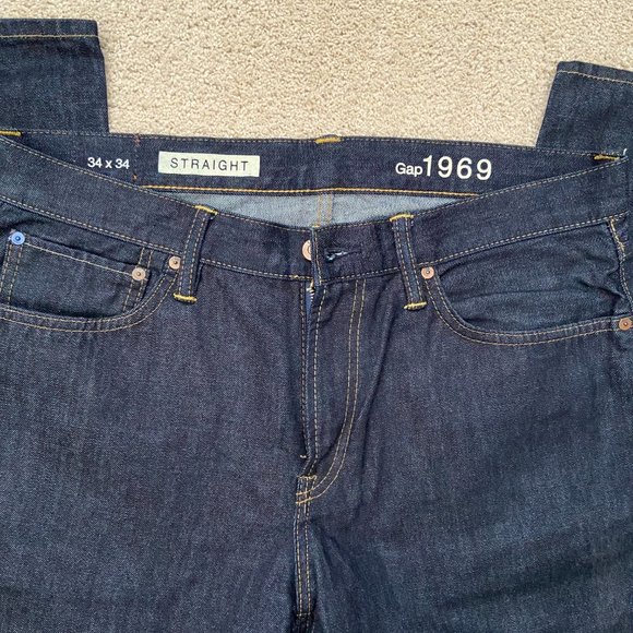 Mens 34x34 100% cotton dark blue straight jeans - Picture 3 of 9